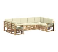 vidaXL Ensemble de canapé d'angle 9 pcs Blanc et crème Polyester, Canapé de Jardin Moderne, mobilier sectionnel résistant pour extérieur, Coin Lounge Confortable et Salon sur terrasse