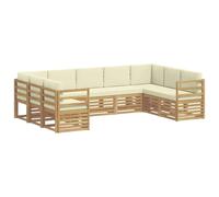 vidaXL Ensemble de canapé d'angle 9 pcs Blanc et crème Polyester, Canapé de Jardin Moderne, mobilier sectionnel résistant pour extérieur, Coin Lounge Confortable et Salon sur terrasse