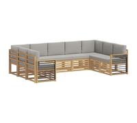 vidaXL Ensemble de canapé d'angle 9 pcs Blanc et Gris Clair, Mobilier de Jardin, Ensemble Lounge Moderne, canapé Solide, sièges sectionnels pour terrasse et Salon