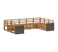 vidaXL Ensemble de canapé d'angle 9 pcs Naturel Bois d'Acacia Massif, Canapé de Jardin Moderne, mobilier sectionnel résistant pour extérieur, Coin Lounge Confortable et Salon sur terrasse