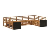 vidaXL Ensemble de canapé d'angle 9 pcs Naturel Bois d'Acacia Massif, Canapé de Jardin Moderne, mobilier sectionnel résistant pour extérieur, Coin Lounge Confortable et Salon sur terrasse