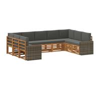 vidaXL Ensemble de canapé d'angle 9 pcs Naturel et Anthracite, Canapé de Jardin Moderne, mobilier sectionnel résistant pour extérieur, Coin Lounge Confortable et Salon sur terrasse
