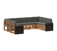 vidaXL Ensemble de canapé d'angle 9 pcs Naturel et Anthracite, Canapé de Jardin Moderne, mobilier sectionnel résistant pour extérieur, Coin Lounge Confortable et Salon sur terrasse