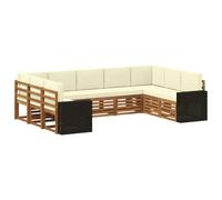 vidaXL Ensemble de canapé d'angle 9 pcs Naturel et Crème Polyester, Canapé de Jardin Moderne, mobilier sectionnel résistant pour extérieur, Coin Lounge Confortable et Salon sur terrasse