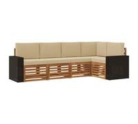 vidaXL Ensemble de canapé d'angle avec coussin 5 pcs Naturel et Beige