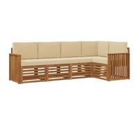 vidaXL Ensemble de canapé d'angle avec Coussin 5 pcs Naturel et Beige, Canapé d'angle Moderne, mobilier de Jardin, chaises Confort pour Patio, Coin terrasse