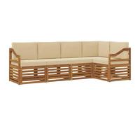 vidaXL Ensembles de canapés avec Coussin 5 pcs Naturel et Beige, Canapé d'angle de Jardin, mobilier extérieur Tendance, Set de Salon résistant, sièges Confortables pour la terrasse