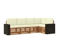 vidaXL Ensemble de canapé d'angle avec coussin 5 pcs Naturel et Crème