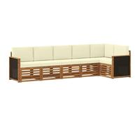vidaXL Ensemble de canapé d'angle avec Coussin 5 pcs Naturel et Crème, Canapé d'extérieur Moderne, Ensemble Lounge sectionnel, mobilier terrasse, Confort Durable