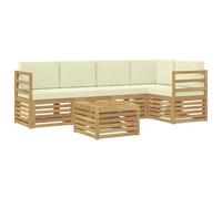 vidaXL Ensemble de canapé d'angle avec Coussin 6 pcs Blanc et crème, Canapés Modernes pour l'extérieur, mobilier Durable, Confort Ultime pour Jardin et terrasse