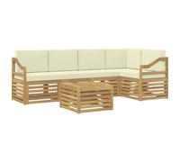 vidaXL Ensemble de canapé d'angle avec Coussin 6 pcs Blanc et crème, Canapés Modernes pour l'extérieur, mobilier Durable, Confort Ultime pour Jardin et terrasse