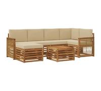 vidaXL Ensemble de canapé d'angle avec Coussin 6 pcs Naturel, Mobilier de Jardin, canapé Moderne, Ensemble sectionnel pour terrasse, Confort Durable et détente