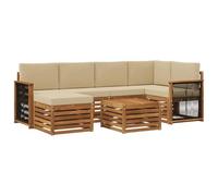 vidaXL Ensemble de canapé d'angle avec Coussin 6 pcs Naturel, Mobilier de Jardin, canapé Moderne, Ensemble sectionnel pour terrasse, Confort Durable et détente