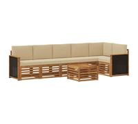 vidaXL Ensemble de canapé d'angle avec Coussin 6 pcs Naturel, Canapés de Jardin Modernes, mobilier d'extérieur Robuste, canapés modulaires en Acacia, Confort assuré