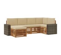 vidaXL Ensemble de canapé d'angle avec coussin 6 pcs Naturel et Beige