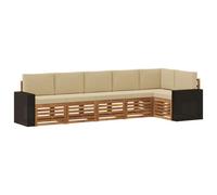 vidaXL Ensemble de canapé d'angle avec coussin 6 pcs Naturel et Beige