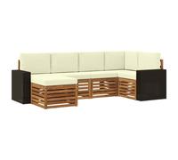 vidaXL Ensemble de canapé d'angle avec coussin 6 pcs Naturel et Crème