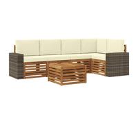 vidaXL Ensemble de canapé d'angle avec coussin 6 pcs Naturel et Crème