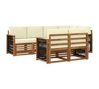 vidaXL Ensemble de canapé d'angle avec coussin 6 pcs Naturel et Crème