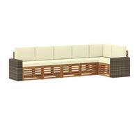 vidaXL Ensemble de canapé d'angle avec coussin 6 pcs Naturel et Crème