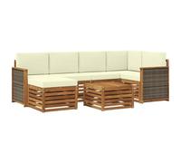 vidaXL Ensemble de canapé d'angle avec Coussin 6 pcs Naturel et Crème, Canape d'extérieur, Ensemble Moderne, Meuble Confortable pour Salon Jardin, Coin détente sur la terrasse