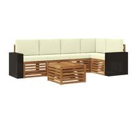 vidaXL Ensemble de canapé d'angle avec Coussin 6 pcs Naturel et Crème, Canapés Modernes pour l'extérieur, mobilier Durable, Confort Ultime pour Jardin et terrasse