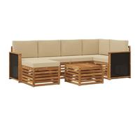 vidaXL Ensemble de canapé d'angle avec Coussin 6 pcs Naturel, Mobilier de Jardin, canapé Moderne, Ensemble sectionnel pour terrasse, Confort Durable et détente
