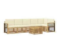 vidaXL Ensemble de canapé d'angle avec Coussin 7 pcs Blanc et crème, Salon de Jardin, Ensembles Modernes, canapés modulaires, Salle à Manger détente, Ensemble Bois, Design pour Patio