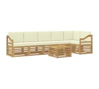vidaXL Ensemble de canapé d'angle avec Coussin 7 pcs Blanc et crème, Salon de Jardin, Ensembles Modernes, canapés modulaires, Salle à Manger détente, Ensemble Bois, Design pour Patio