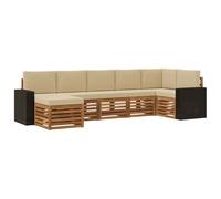 vidaXL Ensemble de canapé d'angle avec coussin 7 pcs Naturel et Beige