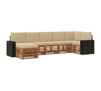 vidaXL Ensemble de canapé d'angle avec Coussin 7 pcs Naturel et Beige, Découvrez des canapés Modernes pour l'extérieur, Meubles sectionnels pour Votre terrasse, détente au Jardin