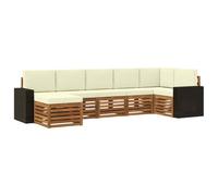 vidaXL Ensemble de canapé d'angle avec coussin 7 pcs Naturel et Crème