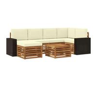 vidaXL Ensemble de canapé d'angle avec coussin 7 pcs Naturel et Crème
