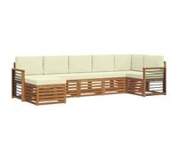 vidaXL Ensemble de canapé d'angle avec Coussin 7 pcs Naturel et Crème, Découvrez des canapés Modernes pour l'extérieur, Meubles sectionnels pour Votre terrasse, détente au Jardin