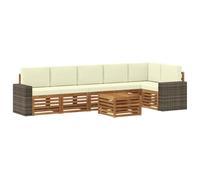 vidaXL Ensemble de canapé d'angle avec Coussin 7 pcs Naturel et Crème, Salon de Jardin, Ensembles Modernes, canapés modulaires, Salle à Manger détente, Ensemble Bois, Design pour Patio