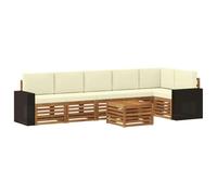 vidaXL Ensemble de canapé d'angle avec Coussin 7 pcs Naturel et Crème, Salon de Jardin, Ensembles Modernes, canapés modulaires, Salle à Manger détente, Ensemble Bois, Design pour Patio