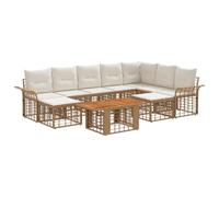vidaXL Ensemble de canapé de Jardin 10 pc Blanc Naturel et Crème