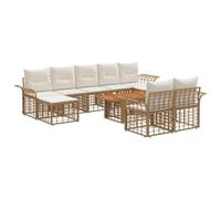 vidaXL Ensemble de canapé de Jardin 10 pc Blanc Naturel et Crème