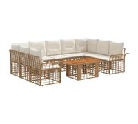 vidaXL Ensemble de canapé de Jardin 10 pc Blanc Naturel et Crème