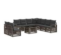 vidaXL Ensemble de canapé de Jardin 10 pc Gris et Gris foncé polyrotin