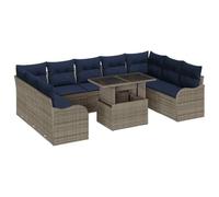 vidaXL Ensemble de canapé de Jardin 10 pc Gris Poly rotin | Ce canapé de jardin est super spacieux et peut facilement accueillir jusqu'à 8 personnes, parfait pour se retrouver en