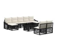 vidaXL Ensemble de canapé de Jardin 10 pc Noir et Blanc crème
