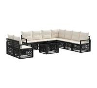 vidaXL Ensemble de canapé de Jardin 10 pc Noir et Blanc crème