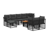 vidaXL Ensemble de canapé de Jardin 10 pc Noir et Gris foncé polyrotin