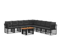 vidaXL Ensemble de canapé de Jardin 10 pc Noir et Gris foncé polyrotin