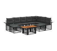 vidaXL Ensemble de canapé de Jardin 10 pc Noir et Gris foncé polyrotin