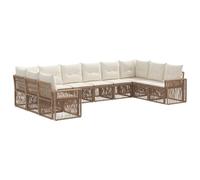 vidaXL Ensemble de canapé de Jardin 10 pcs Beige et Blanc crème, Canapé de Jardin Moderne, résistant aux intempéries, Design modulaire pour Une Assise Confortable en extérieur