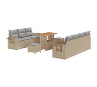vidaXL Ensemble de canapé de Jardin 10 pcs Beige et Gris Clair, Ensemble Moderne en Poly Rattan pour Jardin et terrasse, résistant aux UV, avec Coussins Amovibles, Coin Salon extérieur