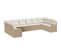 vidaXL Ensemble de canapé de Jardin 10 pcs Beige Poly rotin, Canapés modulables avec Pieds réglables, mobilier de Jardin et terrasse pour Vivre Dehors, Lounge élégant.
