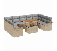 vidaXL Ensemble de canapé de Jardin 10 pcs Beige Poly rotin, Ensemble de Jardin, canapé Moderne, mobilier rectangulaire, sièges modulaires, agencement extérieur Pratique